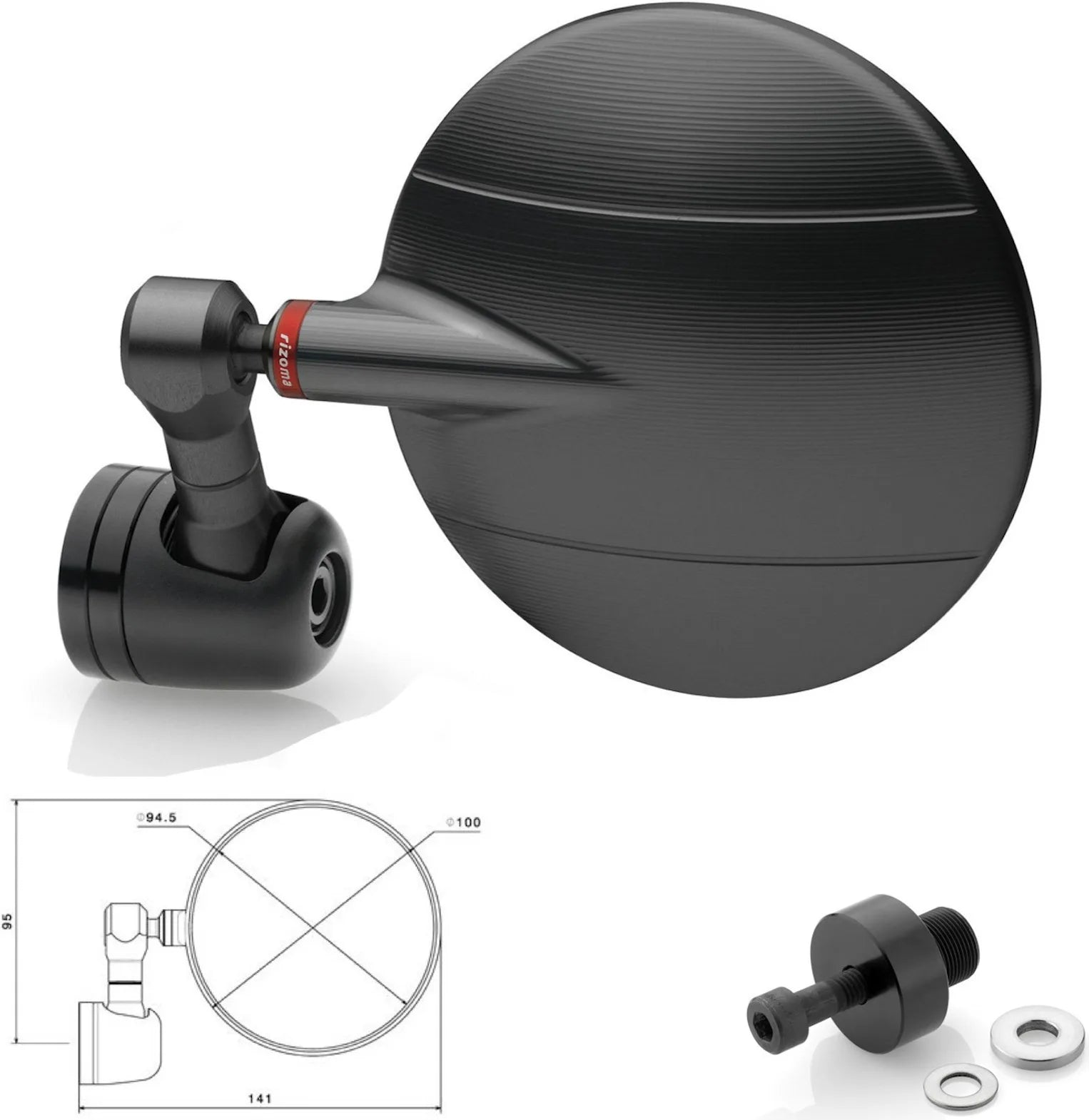 Mirror End Mount Left Spy-R Ø94.5 - Rizoma Compatible With Kawasaki Z 800 (2012-2016)