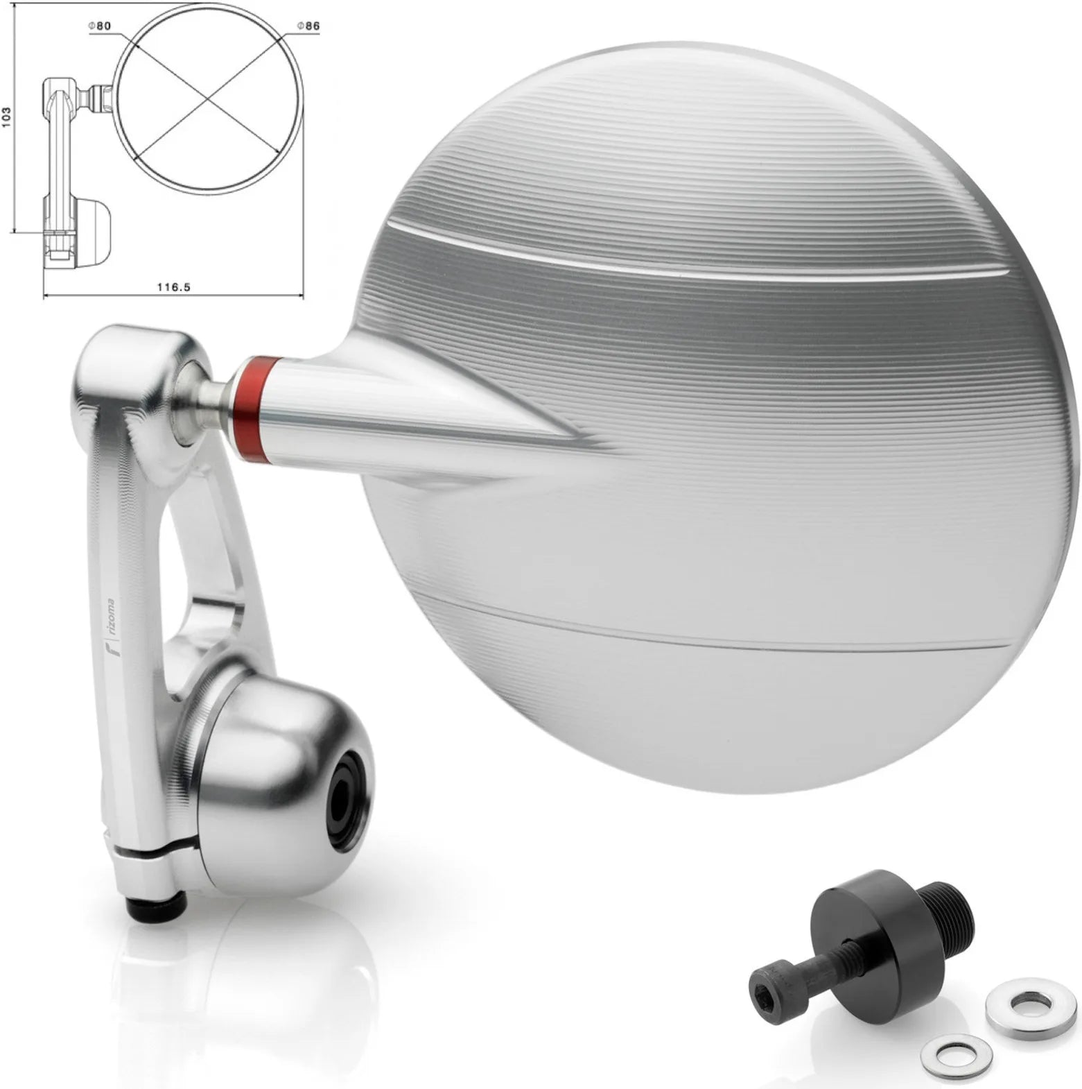 Mirror End Mount Left Spy-Arm Ø80 - Rizoma Compatible With Kawasaki Z 750 R (2011-2014)
