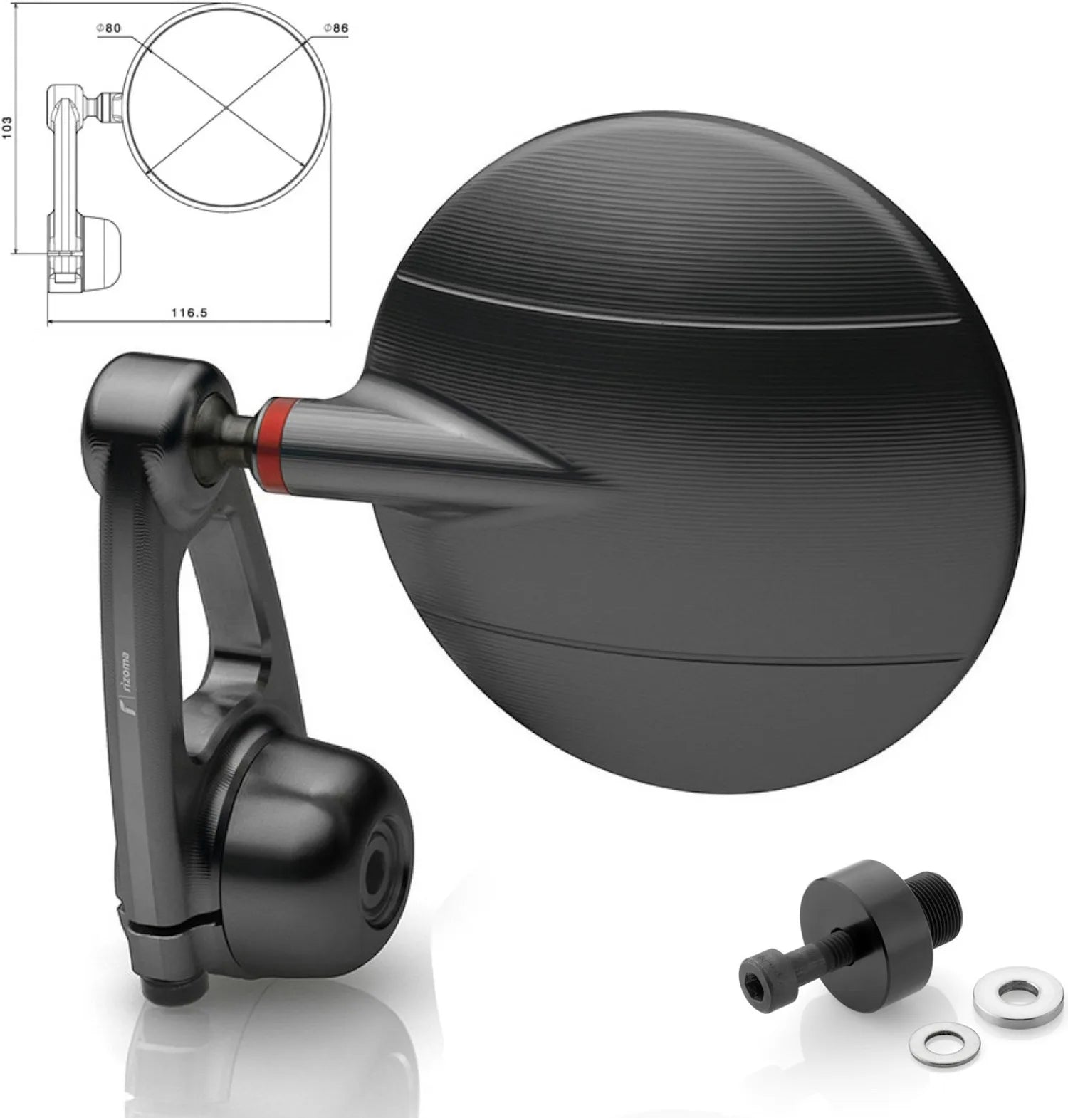 Mirror End Mount Right Spy-Arm Ø80 - Rizoma Compatible With Kawasaki Z 900 Rs Café (2018-2021)