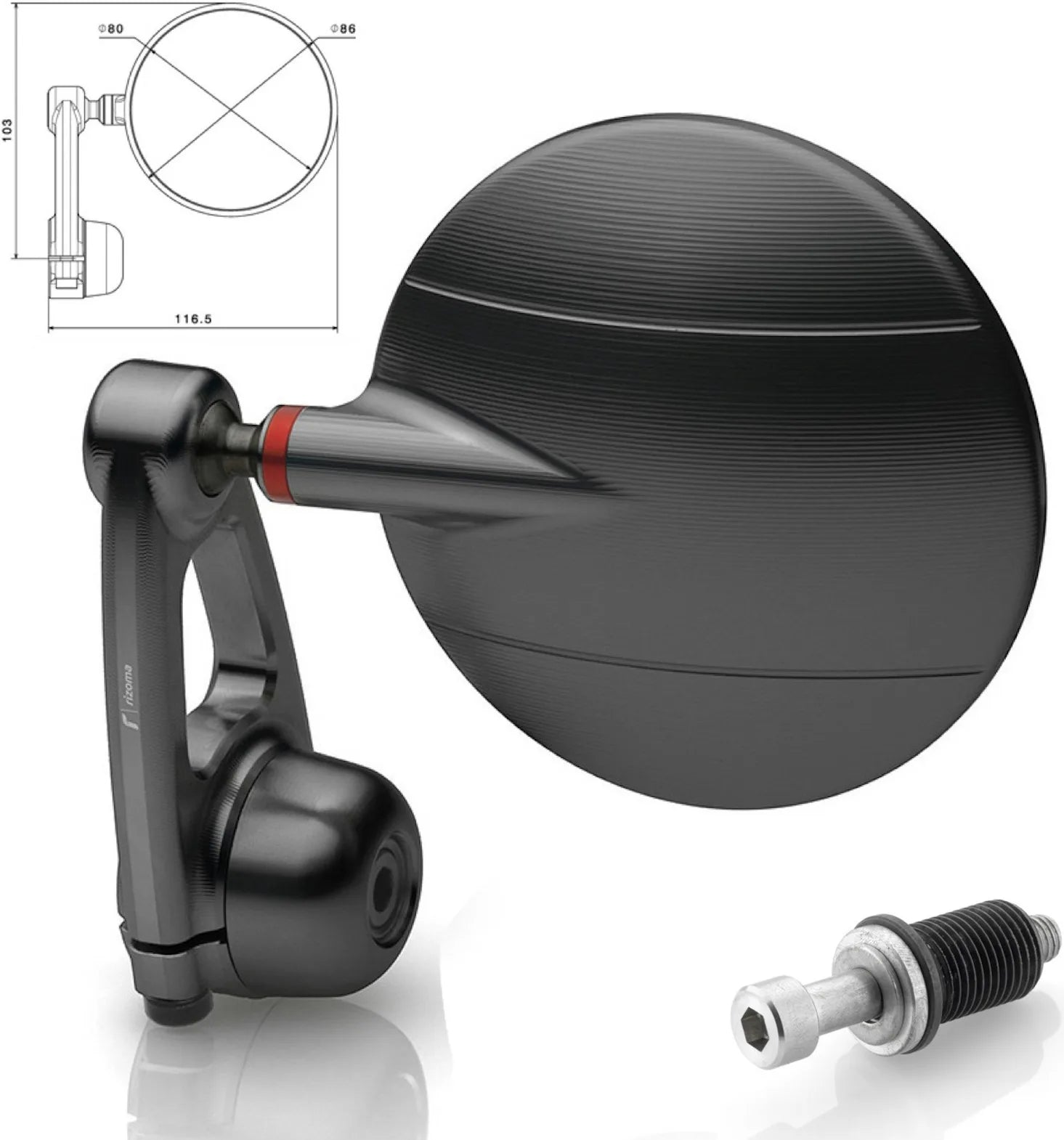 Mirror End Mount Right Spy-Arm Ø80 - Rizoma Compatible With Yamaha Fj-09 (2015-2016)