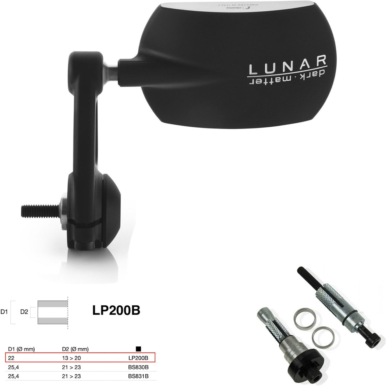 Mirror End Mount Right Universal Ø22(13>20) Lunar - Rizoma Compatible With Aprilia