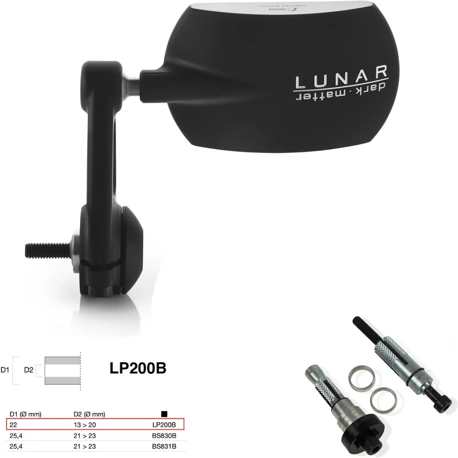 Mirror End Mount Right Universal Ø22(13>20) Lunar - Rizoma Compatible With Ducati