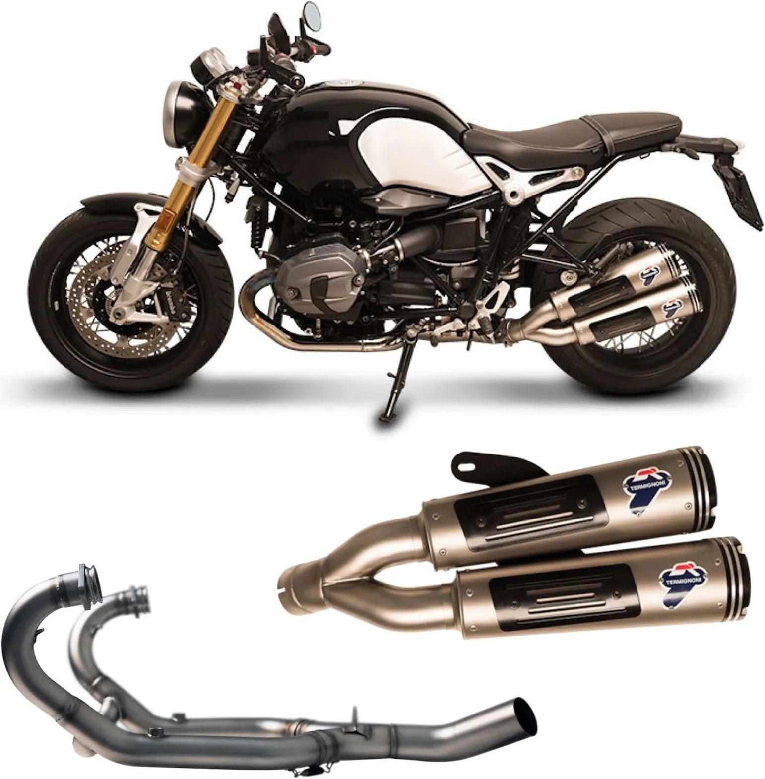 Complete Non-Catalytic Exhaust System With Sound Certification Conical Stainless Steel Aluminium Cap - Termignoni Compatible With Bmw Ninety (2016-2020)