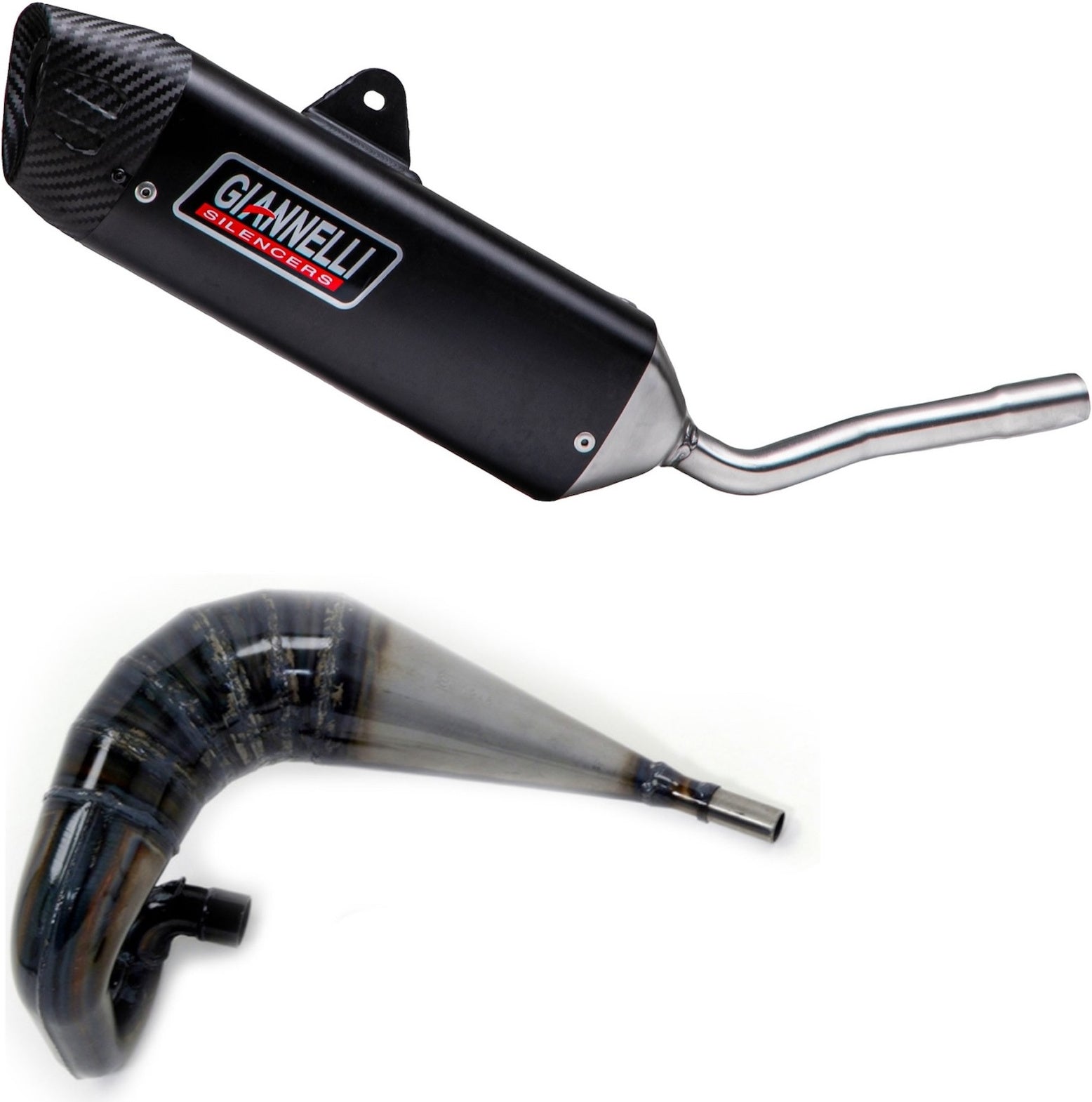 Complete Non-Catalytic Exhaust System With Sound Certification Sonic Aluminium Black - Giannelli Compatible With Sherco Derapage 50 (2021)