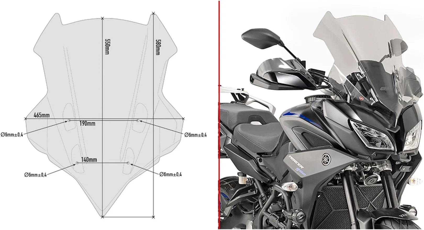Smoked Wind-Scree - Givi Compatible With Yamaha Tracer 900 - Gt (2018-2020)