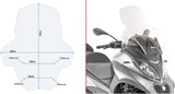 Transparent Wind-Screen - Givi Compatible With Piaggio Mp3 350 - 400 Sport (2018-2021)
