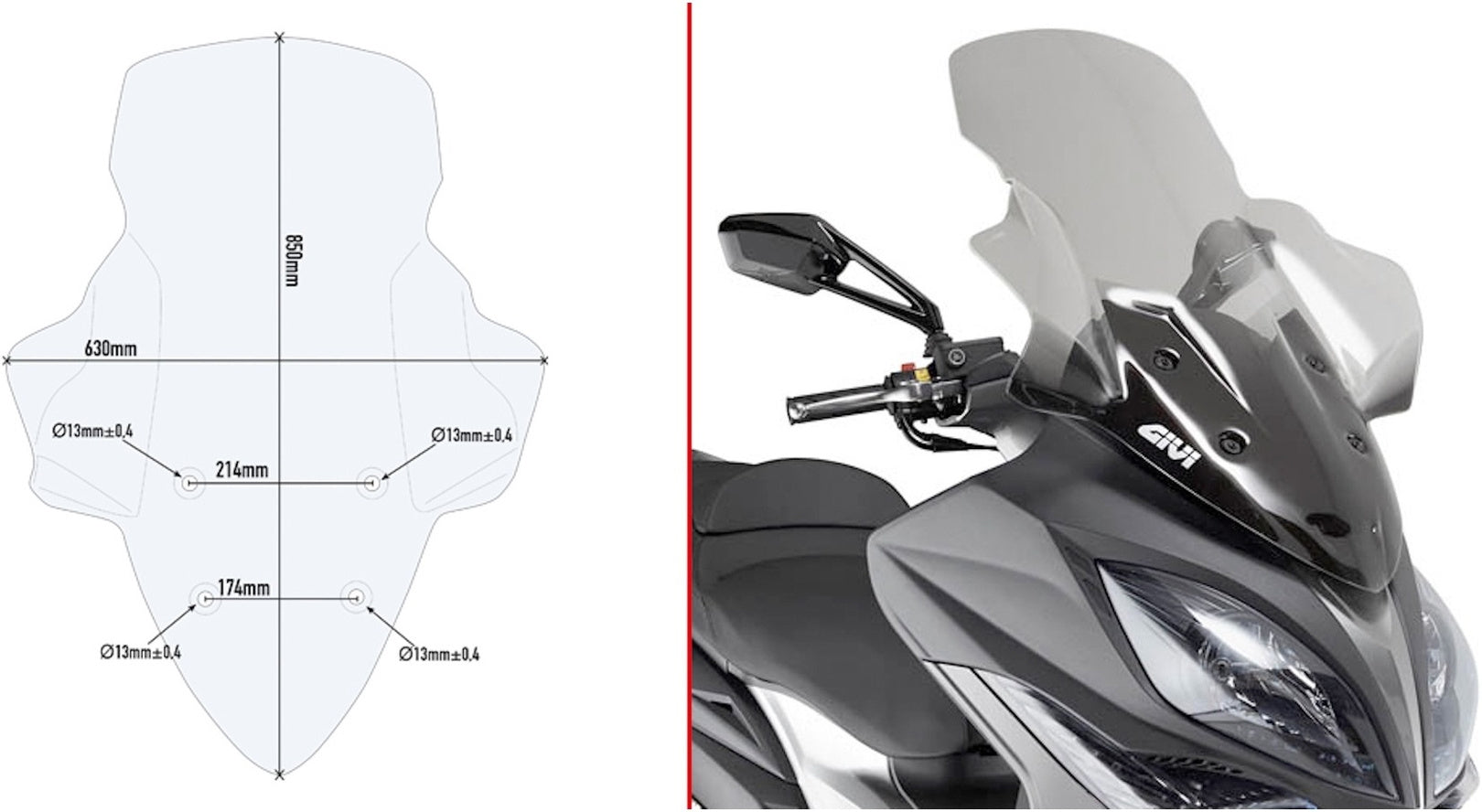 Transparent Wind-Screen - Givi Compatible With Kymco Xciting 400 I (2013-2017)