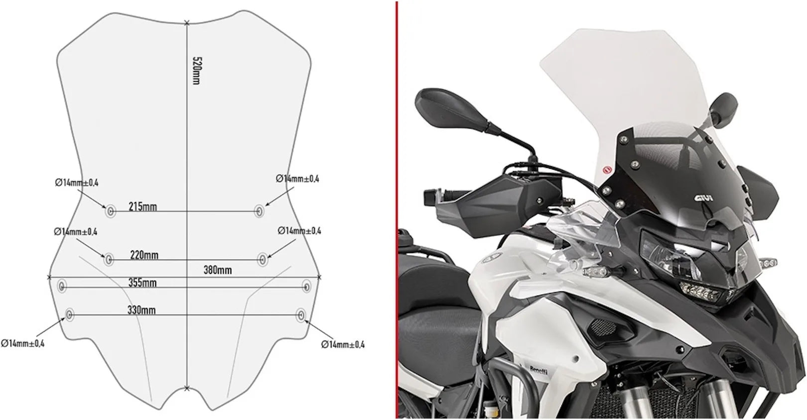 Transparent Wind-Screen - Givi Compatible With Benelli Trk 502 (2017-2020)