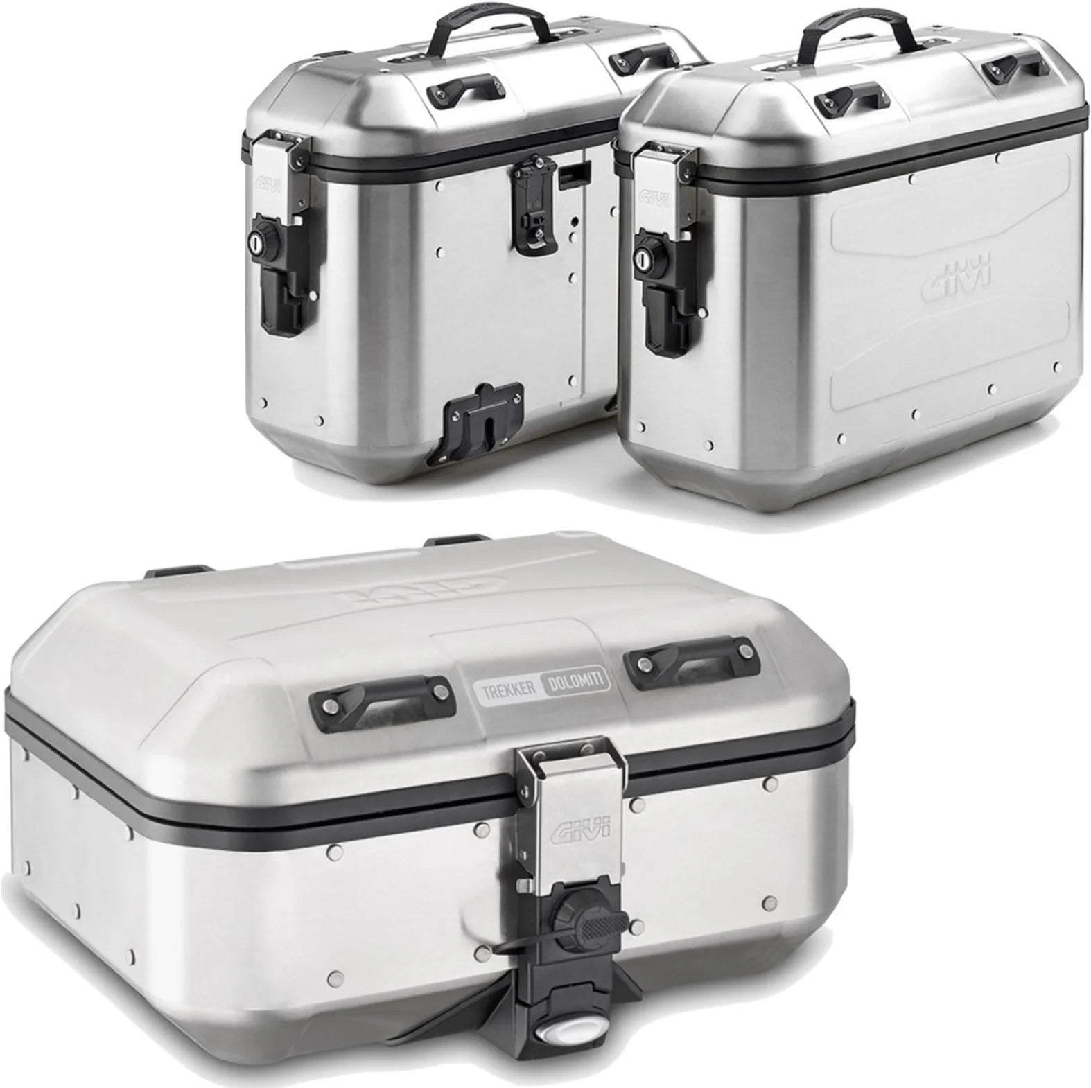 Trekker Dolomiti Aluminium Top Case + Side Cases - 102 Lt Trekker Dolomiti Aluminium - Givi Compatible With Benelli Trk 702 X (2023-2024)