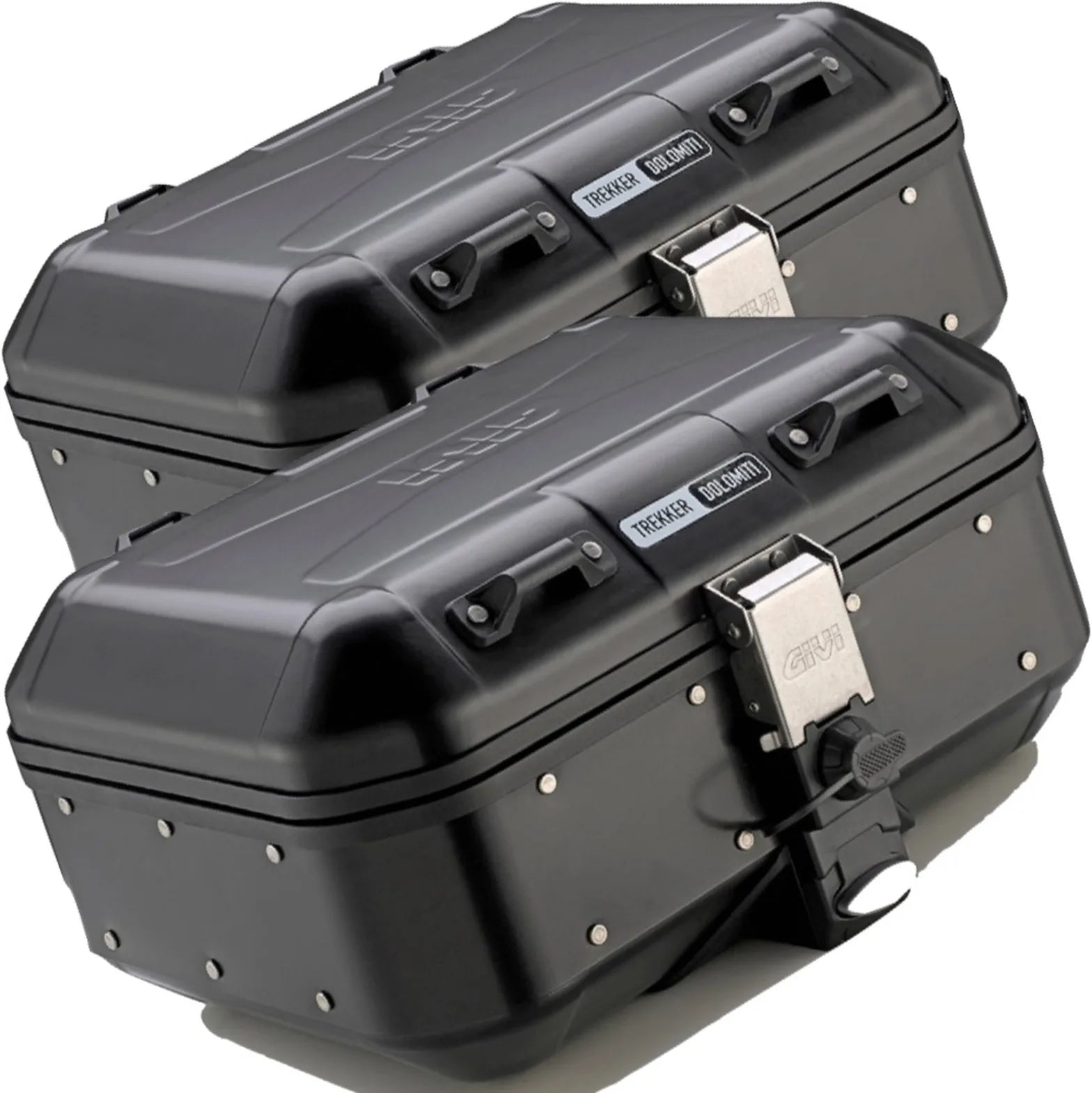 Monokey Trekker Dolomiti Black Aluminium Side Cases - 60 Lt Trekker Dolomiti Aluminium - Givi Compatible With Royal Enfield Interceptor 650 (2019-2024)