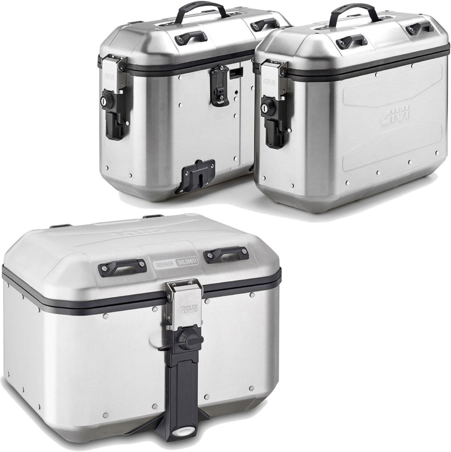 Trekker Dolomiti Aluminium Top Case + Side Cases - 118 Lt Trekker Dolomiti Aluminium - Givi Compatible With Kawasaki Versys 650 (2006-2009)