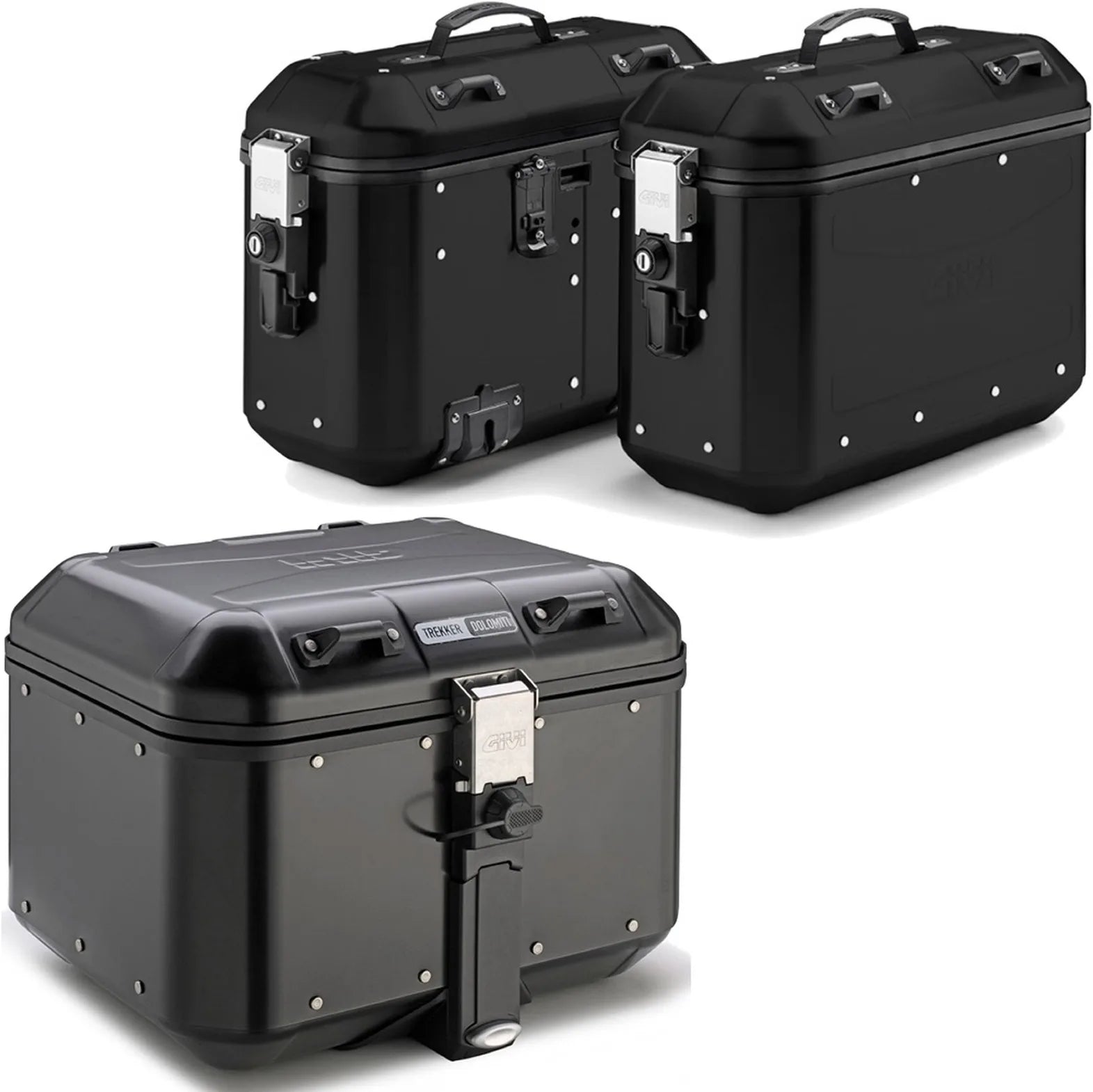 Trekker Dolomiti Aluminium Black Top Case + Side Cases - 118 Lt Trekker Dolomiti Aluminium - Givi Compatible With Benelli Trk 702 X (2023-2024)