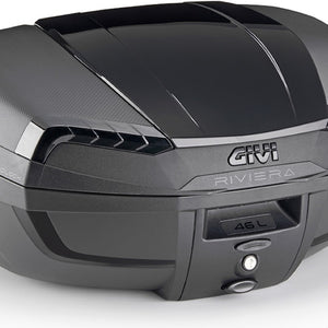 Monolock Riviera Triple Black Top Case - 46 Lt Riviera Technopolymer - Givi Compatible With Piaggio Beverly Tourer 125 - 250 (2008-2010)