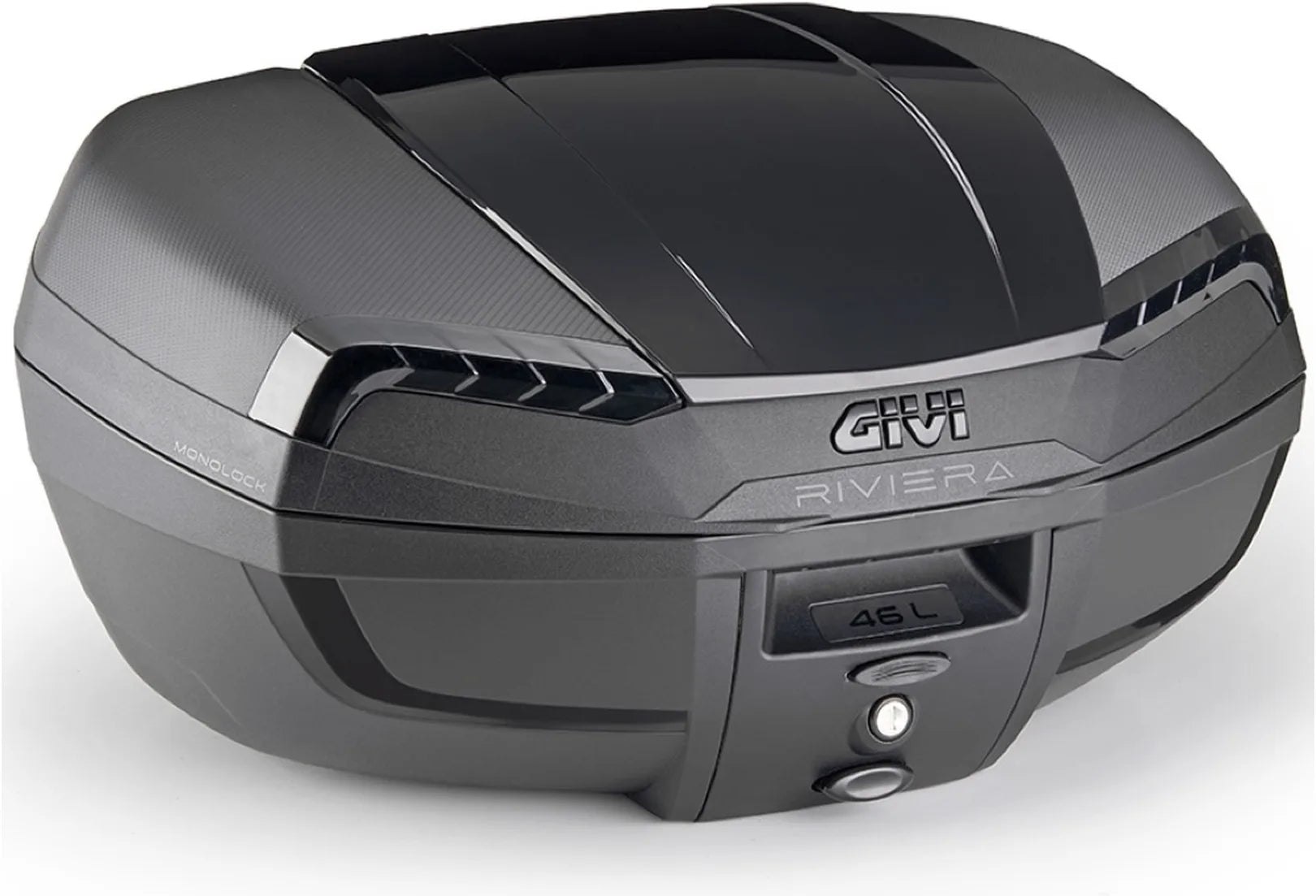 Monolock Riviera Triple Black Top Case - 46 Lt Riviera Technopolymer - Givi Compatible With Ktm 890 Smt (2023-2024)