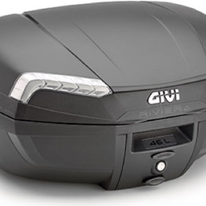 Monolock Riviera Black Tech Top Case - 46 Lt Riviera Technopolymer - Givi Compatible With Piaggio Beverly Tourer 125 - 250 (2008-2010)