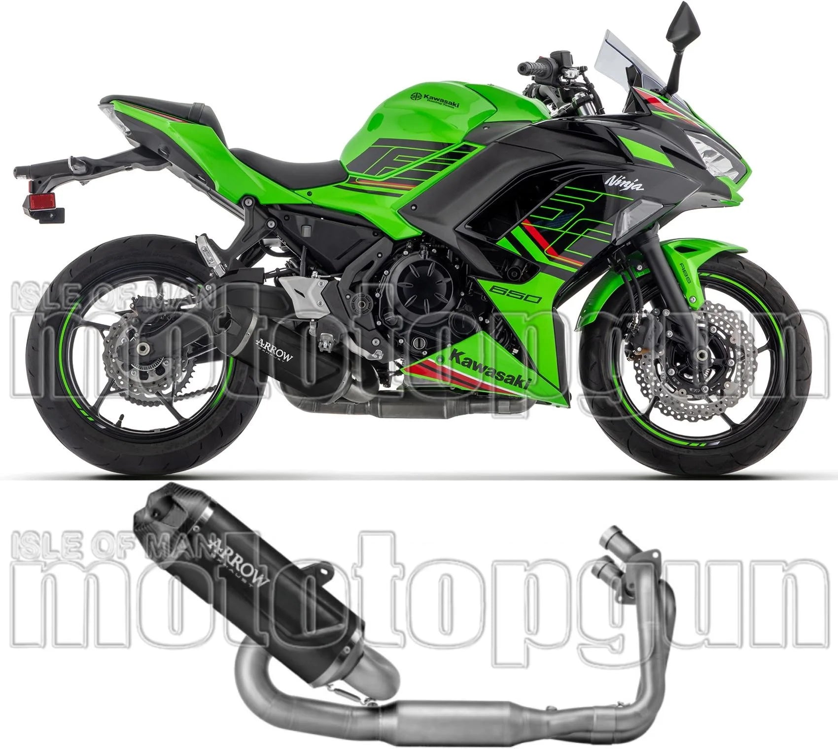 Complete Non-Catalytic Exhaust System With Sound Certification Indy-Race Evo Black Aluminium Carby End Cap - Arrow Special Parts Compatible With Kawasaki Ninja 650 (2024-2026)