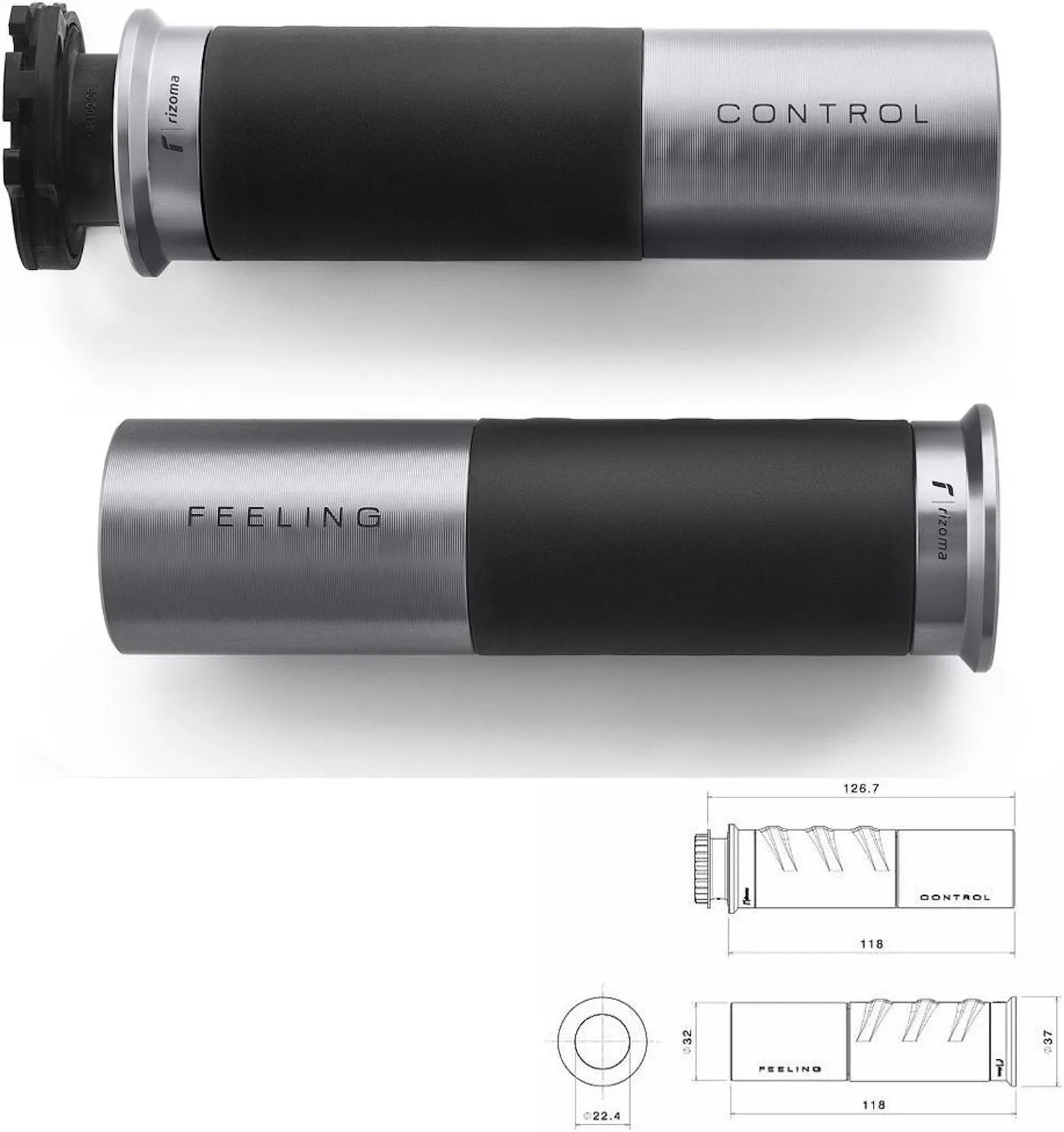 Knobs Ø22 Icon - Rizoma Compatible With Ducati Diavel (2010-2015)