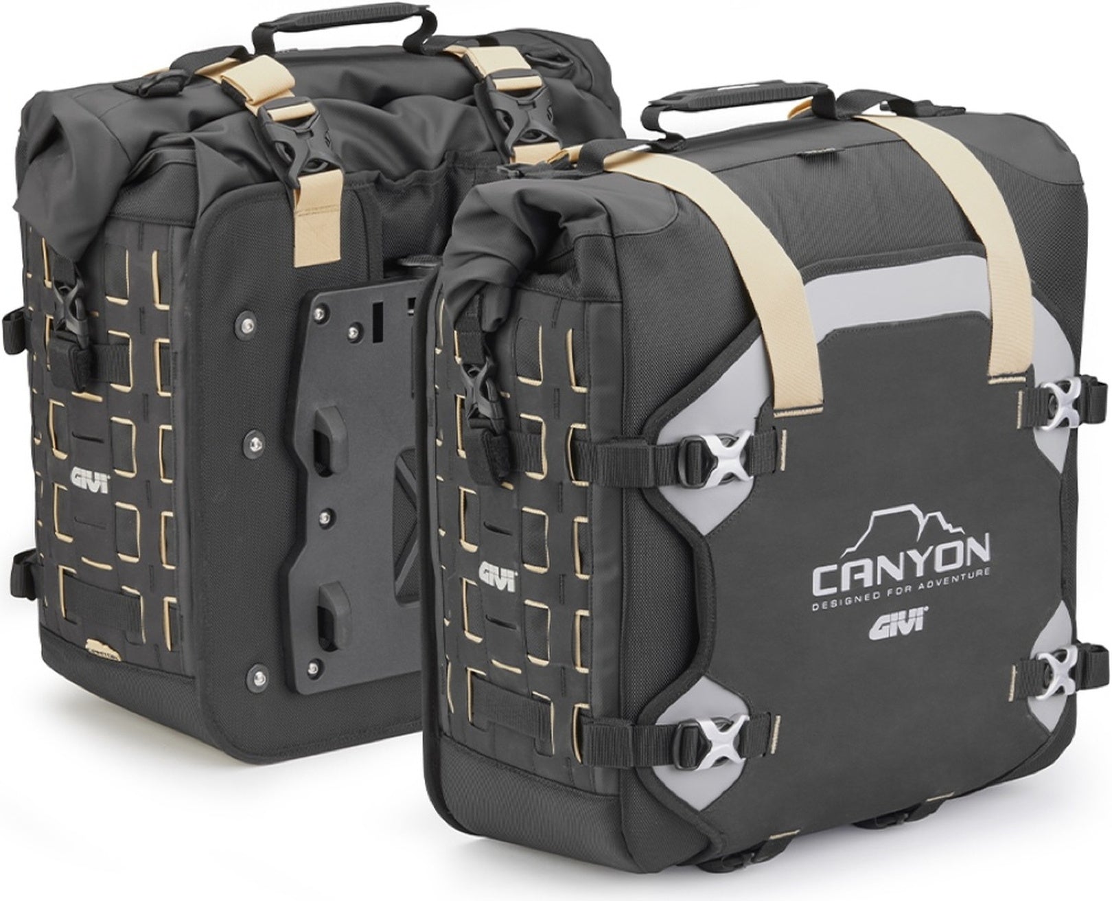 Monokey Canyon Black Side Bags - 70 Lt Canyon Nylon - Givi Compatible With Moto Guzzi Stelvio 1000 (2024)