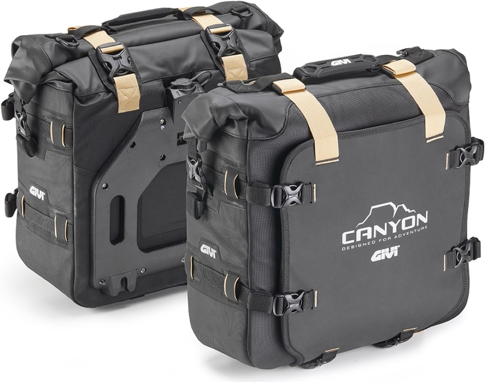Monokey Canyon Black Side Bags - 50 Lt Canyon Nylon - Givi Compatible With Moto Guzzi V85 Tt (2024)
