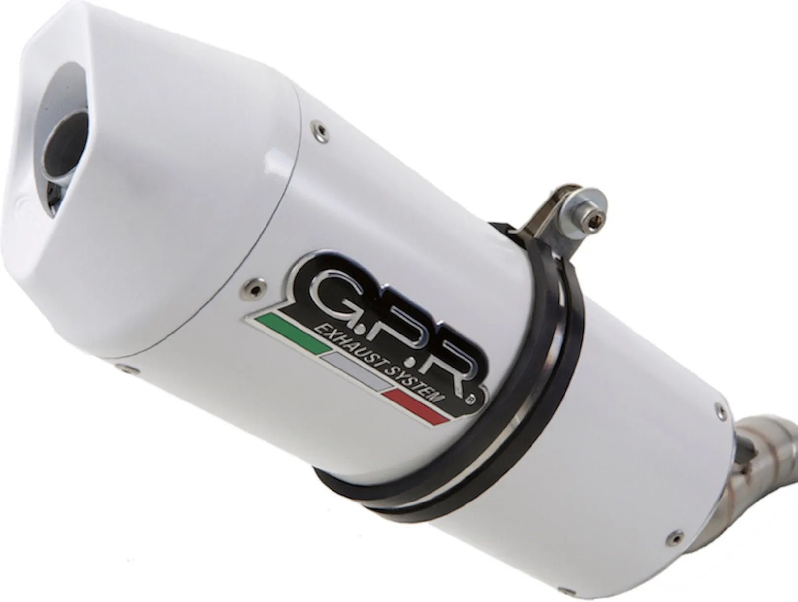Catalytic Exhaust Tip With Sound Certification Albus Ceramic White Aluminium - Gpr Compatible With Moto Guzzi Stelvio 1200 4V (2008-2010)