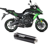 Complete Catalytic Exhaust System With Sound Certification Oval Steel Black Carbon Fiber End Cap - Mivv Compatible With Kawasaki Versys 650 (2024-2026)