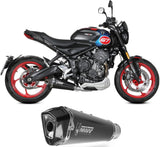 Complete Catalytic Exhaust System With Sound Certification Delta Race Steel Black Carbon Fiber End Cap - Mivv Compatible With Triumph Trident 660 (2025-2026)
