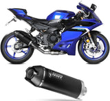 Complete Catalytic Exhaust System With Sound Certification Ak-1 Steel Black Carbon Fiber End Cap - Mivv Compatible With Yamaha R9 (2025-2026)