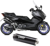 Complete Non-Catalytic Exhaust System With Sound Certification Oval Steel Black Carbon Fiber End Cap - Mivv Compatible With Yamaha T-Max 560 (2025-2026)