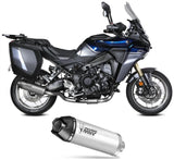Complete Non-Catalytic Exhaust System With Sound Certification Ak-1 Steel Black Carbon Fiber End Cap - Mivv Compatible With Yamaha Tracer 9 - Gt - Gt+ (2025-2026)