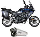Complete Non-Catalytic Exhaust System With Sound Certification Delta Race Stainless Steel Carbon Fiber End Cap - Mivv Compatible With Yamaha Tracer 9 - Gt - Gt+ (2025-2026)