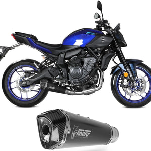 Complete Catalytic Exhaust System With Sound Certification Delta Race Steel Black Carbon Fiber End Cap - Mivv Compatible With Yamaha Mt-07 (2025-2026)