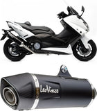 Complete Catalytic Exhaust System With Sound Certification Nero Stainless Steel Carbon Fiber End Cap - Leovince Compatible With Yamaha Xp 530 T-Max (2012-2016)