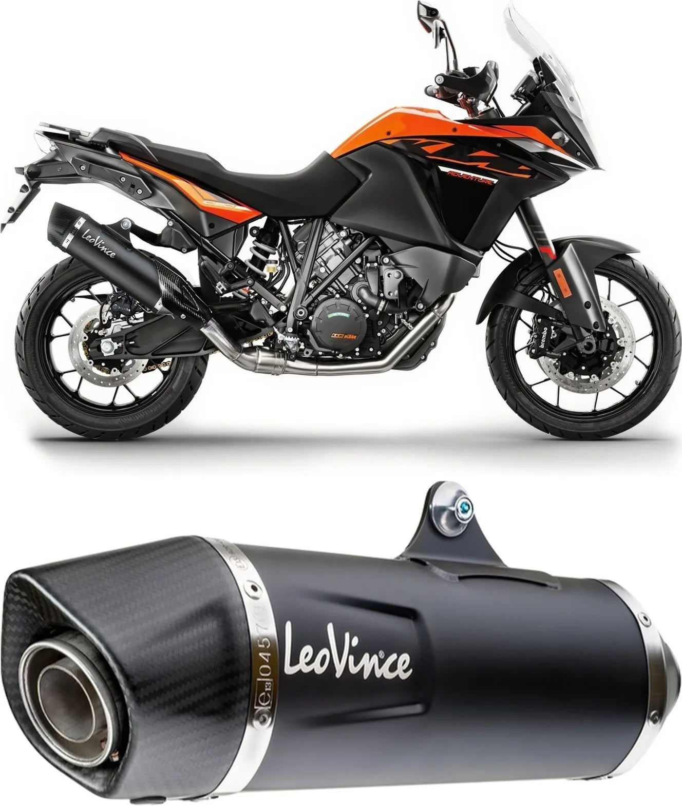 Exhaust Tip With Noise Certification Nero Stainless Steel Carbon Fiber End Cap - Leovince Compatible With Ktm 1290 Super Adventure R - S (2017-2020)