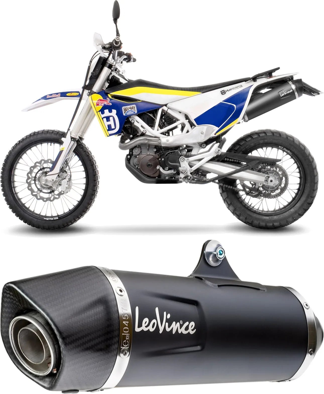 Exhaust Tip With Noise Certification Nero Stainless Steel Carbon Fiber End Cap - Leovince Compatible With Husqvarna 701 Enduro - Lr (2017-2020)