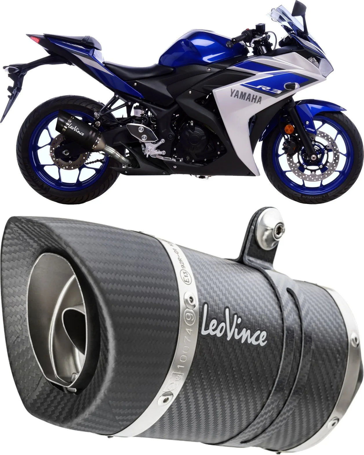 Exhaust Tip With Noise Certification Lv Pro Carbon Fiber Carbon Fiber End Cap - Leovince Compatible With Yamaha Mt-25 250 (2015-2018)