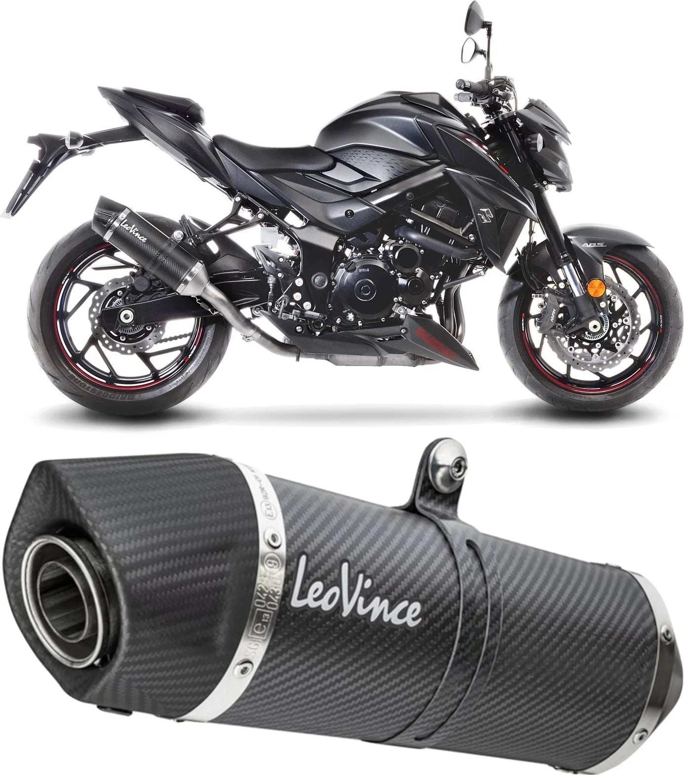 Exhaust Tip With Noise Certification Lv One Evo Carbon Fiber Carbon Fiber End Cap - Leovince Compatible With Suzuki Gsx-S 750 - Z Abs (2017-2020)