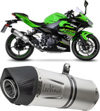 Exhaust Tip With Noise Certification Lv One Evo Stainless Steel Carbon Fiber End Cap - Leovince Compatible With Kawasaki Ninja 400 (2022-2023)