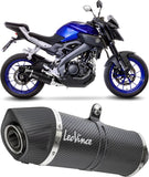 Complete Catalytic Exhaust System With Sound Certification Lv One Evo Carbon Fiber Carbon Fiber End Cap - Leovince Compatible With Yamaha Yzf-R 125 (2017-2018)