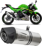Exhaust Tip With Noise Certification Lv One Evo Stainless Steel Carbon Fiber End Cap - Leovince Compatible With Kawasaki Z 125 (2019-2024)