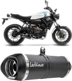 Complete Catalytic Exhaust System With Sound Certification Lv One Evo Carbon Fiber Carbon Fiber End Cap - Leovince Compatible With Yamaha Mt-07 (2021-2024)
