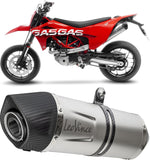 Complete Catalytic Exhaust System With Sound Certification Lv One Evo Stainless Steel Carbon Fiber End Cap - Leovince Compatible With Ktm 690 Enduro R (2019-2024)