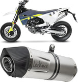 Complete Catalytic Exhaust System With Sound Certification Lv One Evo Stainless Steel Carbon Fiber End Cap - Leovince Compatible With Husqvarna 701 Enduro - Lr (2021-2024)