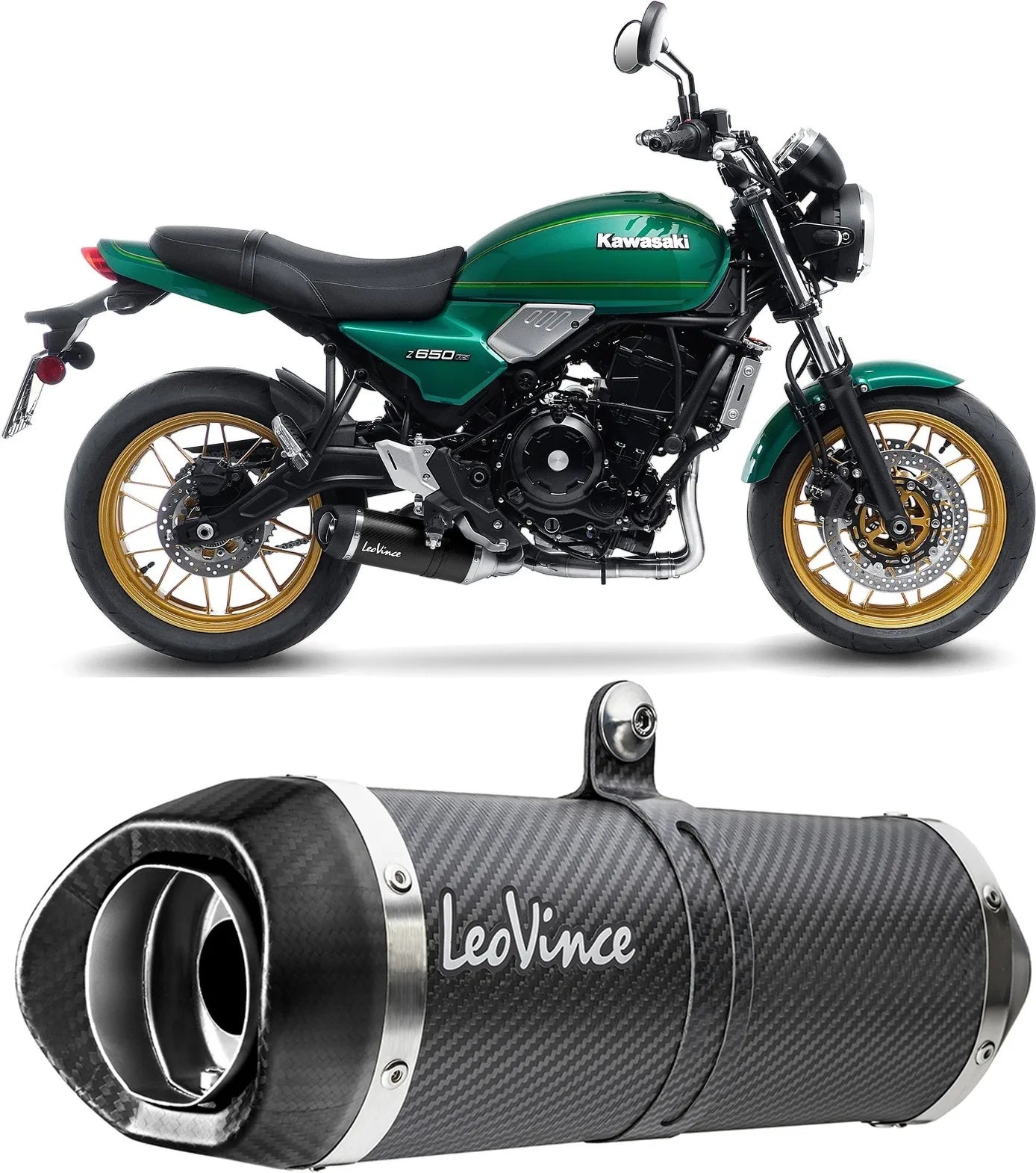 Complete Catalytic Exhaust System With Sound Certification Lv One Evo Carbon Fiber Carbon Fiber End Cap - Leovince Compatible With Kawasaki Z 650 (2021-2026)