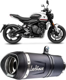 Complete Catalytic Exhaust System With Sound Certification Lv One Evo Steel Black Carbon Fiber End Cap - Leovince Compatible With Triumph Trident 660 (2021-2024)