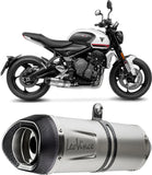 Complete Catalytic Exhaust System With Sound Certification Lv One Evo Stainless Steel Carbon Fiber End Cap - Leovince Compatible With Triumph Trident 660 (2021-2024)