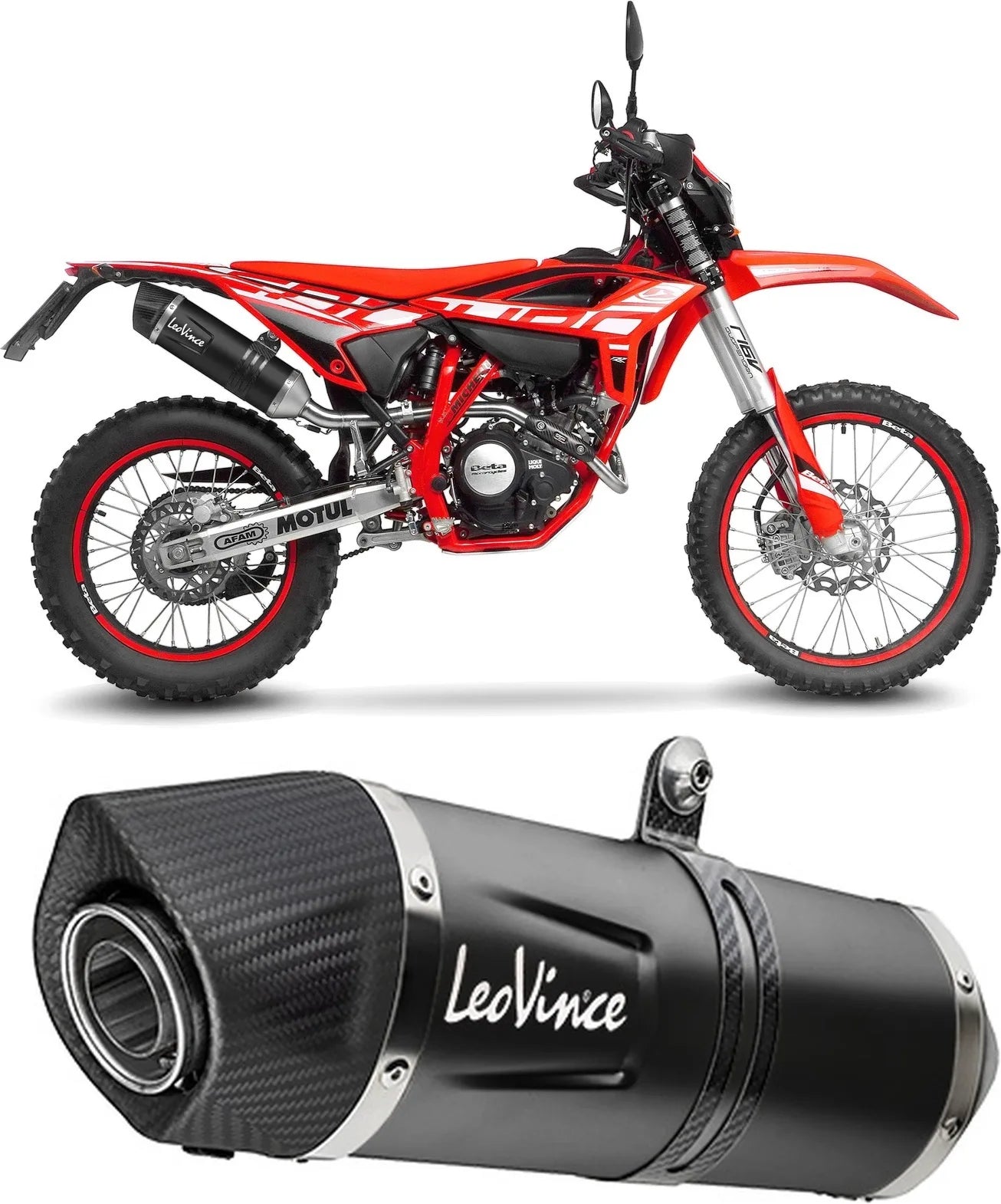 Exhaust Tip With Noise Certification Lv One Evo Steel Black Carbon Fiber End Cap - Leovince Compatible With Beta Rr 125 Motard Lc 4T (2021-2024)