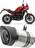 Exhaust Tip With Noise Certification Lv Pro Stainless Steel Carbon Fiber End Cap - Leovince Compatible With Moto Morini X-Cape 650 - A2 (2021-2024)
