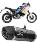 Exhaust Tip With Noise Certification Lv One Evo Steel Black Carbon Fiber End Cap - Leovince Compatible With Ducati Desert-X (2022-2024)