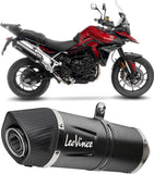 Exhaust Tip With Noise Certification Lv One Evo Steel Black Carbon Fiber End Cap - Leovince Compatible With Triumph Tiger 900 Gt Pro (2024-2026)