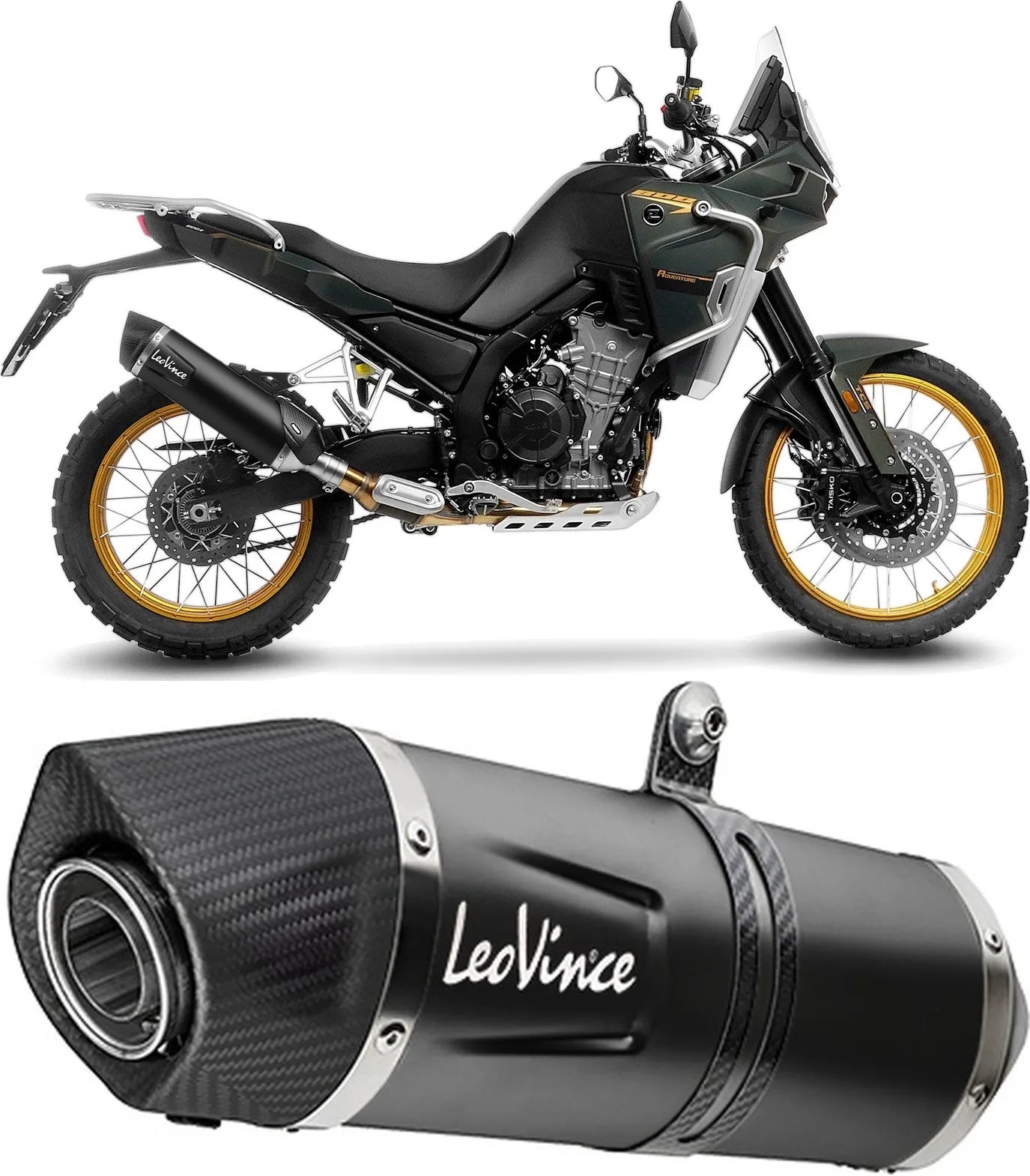 Exhaust Tip With Noise Certification Lv One Evo Steel Black Carbon Fiber End Cap - Leovince Compatible With Kove Moto 800 X Pro - Adv (2024-2026)